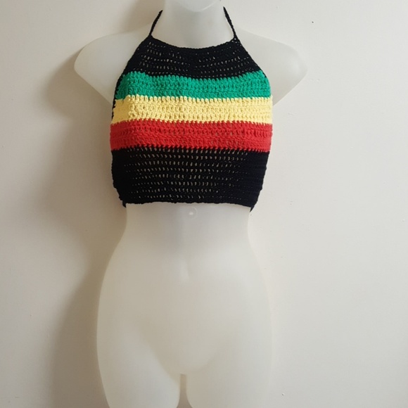 handmade Tops - Rasta Crochet Croptop